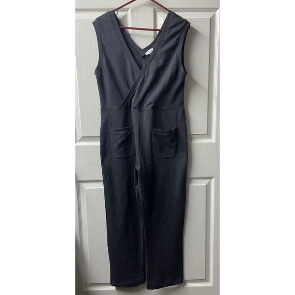 Mayoral Pants - Mayoral Sleeveless Jumpsuit Plus Size 16 Gray V Neck Straight Leg Pockets Jersey